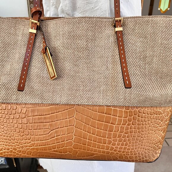 Michael Kors Collection luxury line Gia Tote Calf leather and linen/raffia blend - Picture 2 of 14